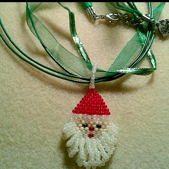 "Santa" beaded pendant/ necklace - Picture 2 of 3